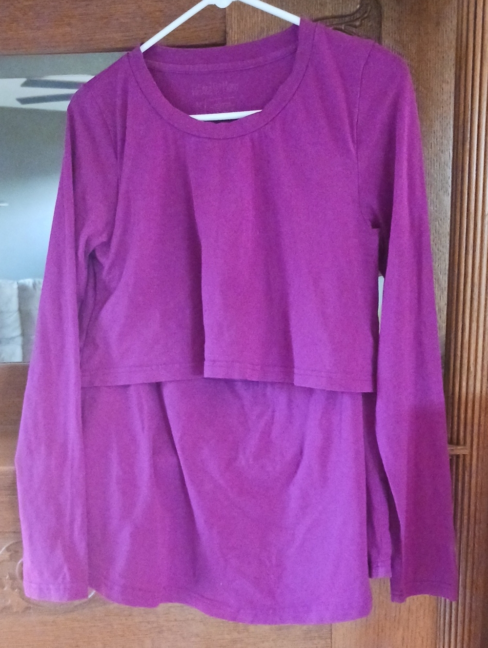 Latched Mama Cotton Magenta Layered Long Sleeve Nursing Tee